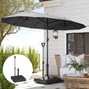 Base para Sombrilla Cuadrada Soporte para Parasol con Ruedas Pie para Sombrilla con Asa Ajustable Rellenable con Agua 45L o Arena 55kg para Jardín Terraza Negro