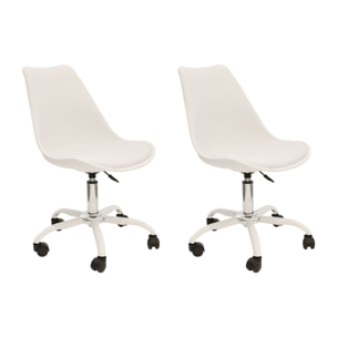 Chaise A Roulettes Kiruna Blanc - Lot De 2