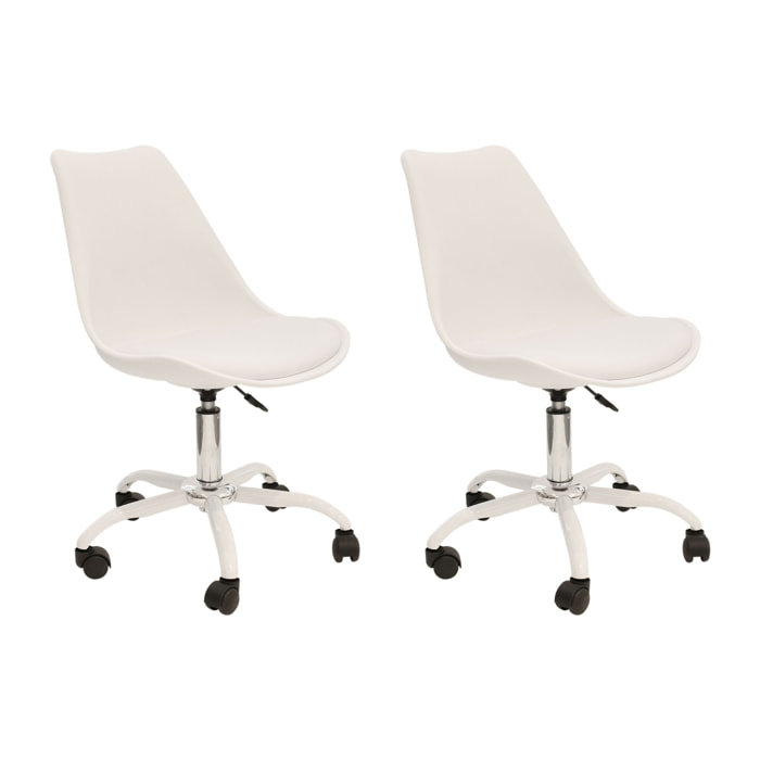 Chaise A Roulettes Kiruna Blanc - Lot De 2