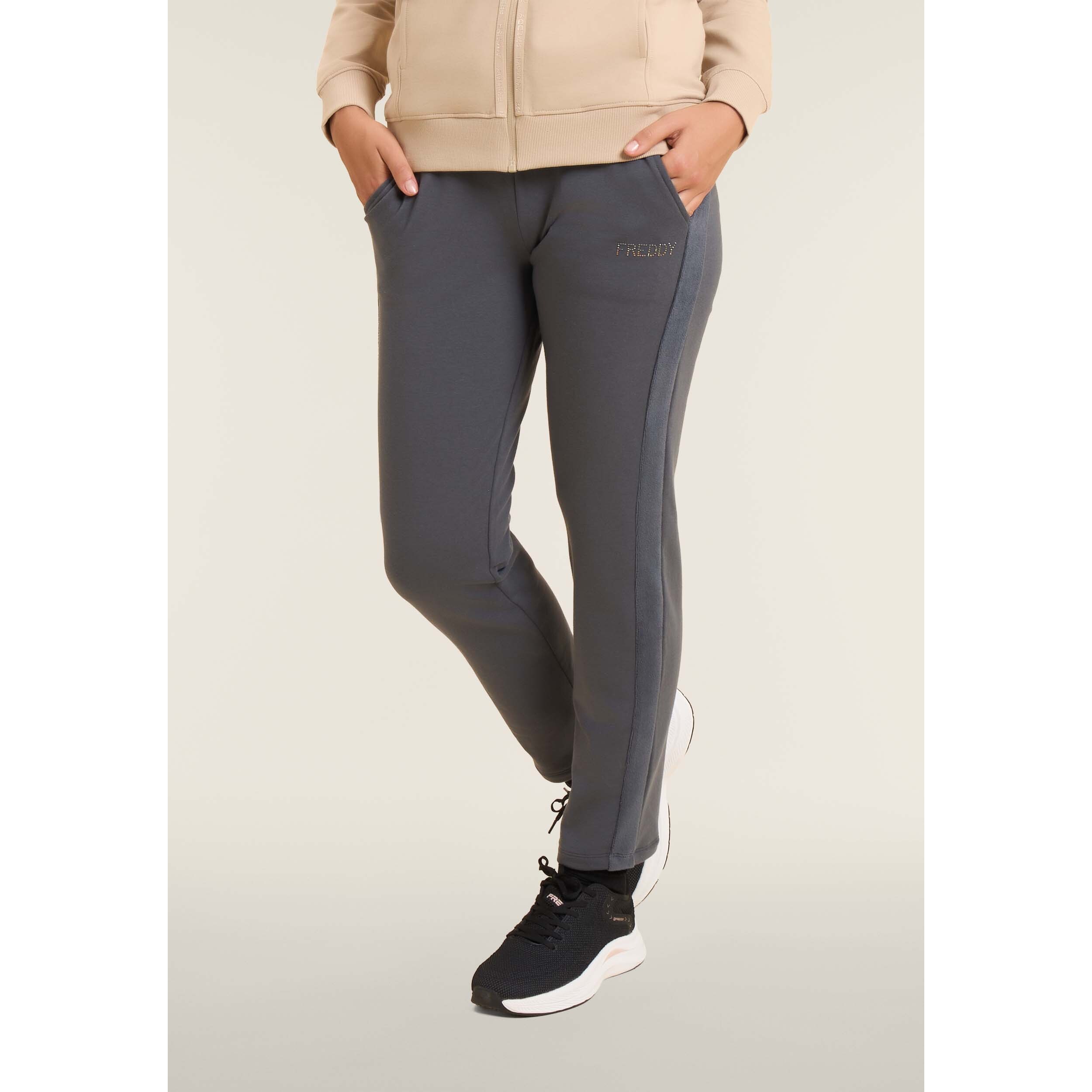 Pantaloni sportivi da donna con inserto in velluto