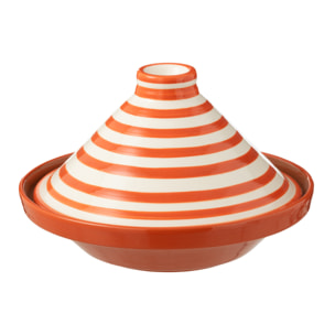 J-Line tajine Granada Stripes - céramique - blanc/orange