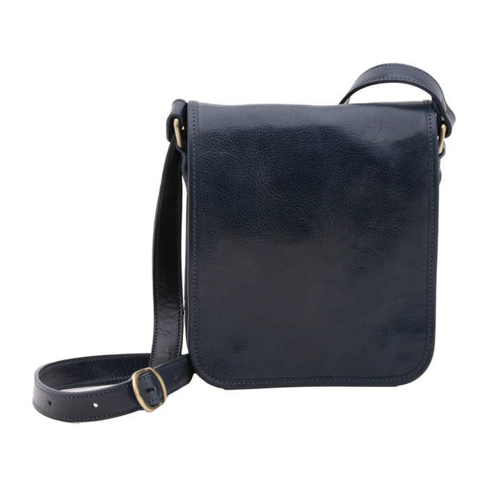 Borsa a tracolla uomo in vera pelle - Modello False - Made in Italy - 23.0 x 20.0 x 9.0 cm
