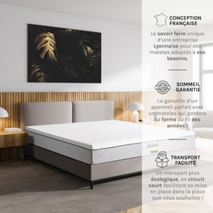 Matelas Amboise, Soutien Ferme, 24 cm, Mémoire de Forme & Mousse Haute Densité, Fabrication Française, Déhoussable