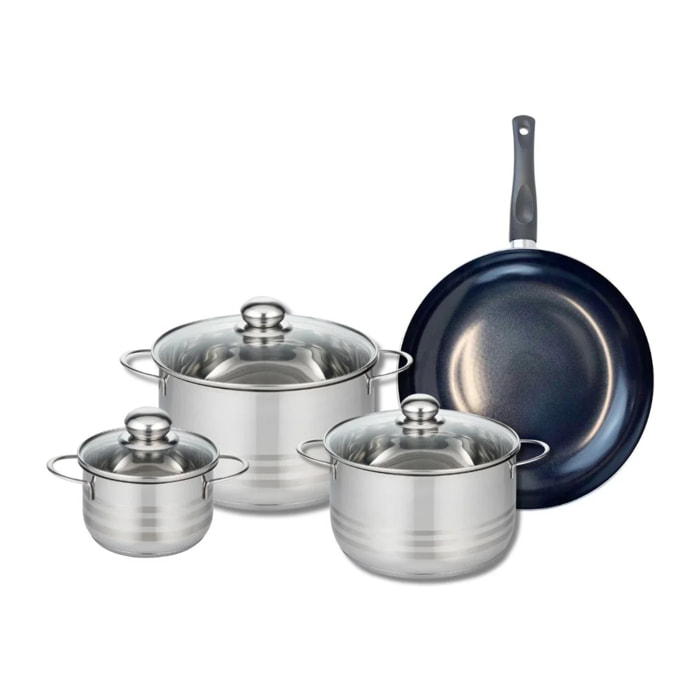 Ensemble de 1 Poêle de cuisson 28 cm et 3 faitouts 14, 20 et 24 cm Elo Prima Brillant