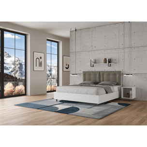 Lit sans sommier 160x200 avec coussins similicuir cappuccino Egos Annalisa