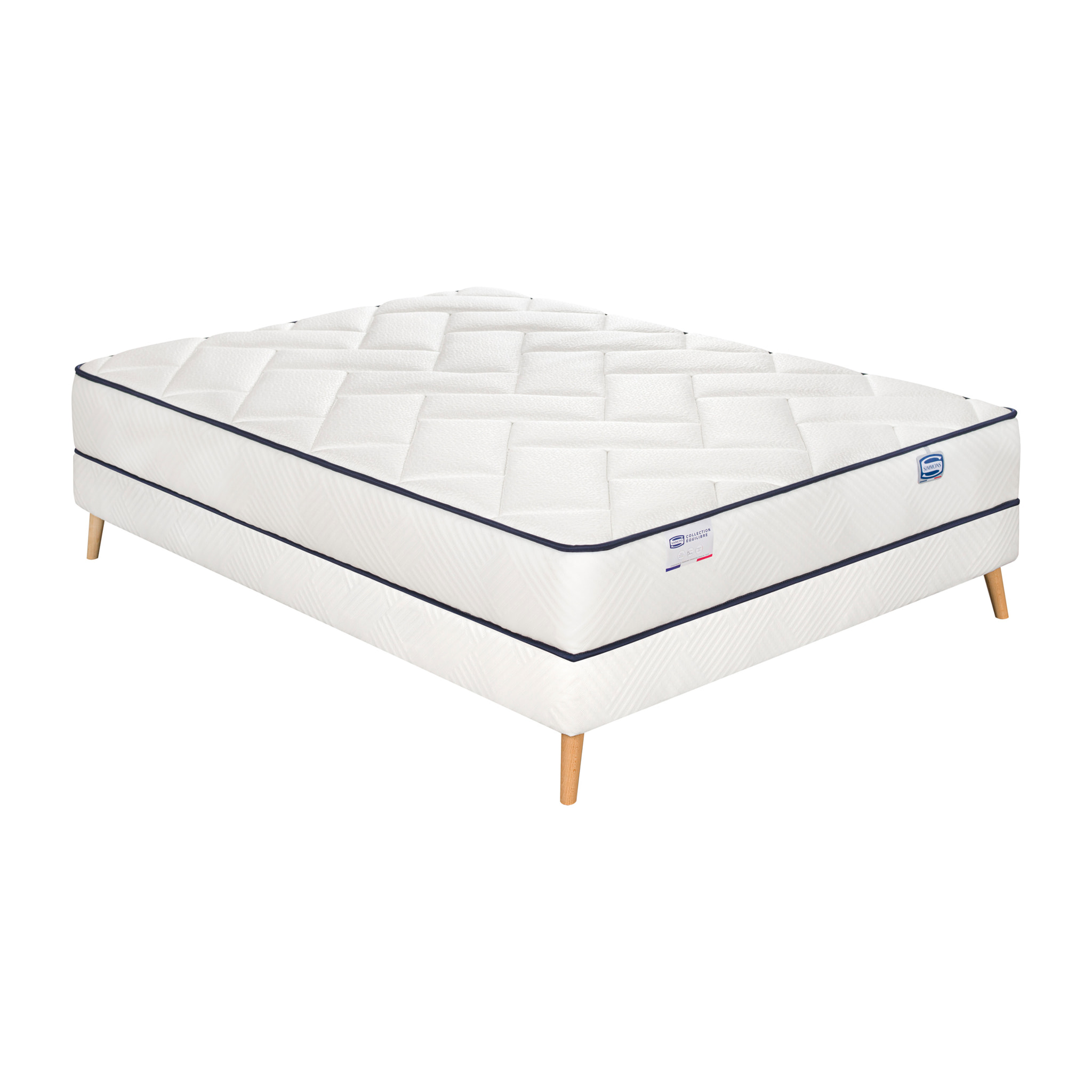 Ensemble L'EVIDENT, matelas ressorts ensachés , ferme, H23 + sommier