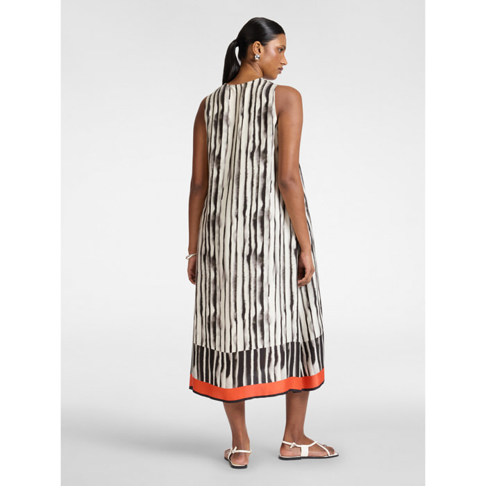 Elena Mirò - Vestido línea A satén estampado - Negro