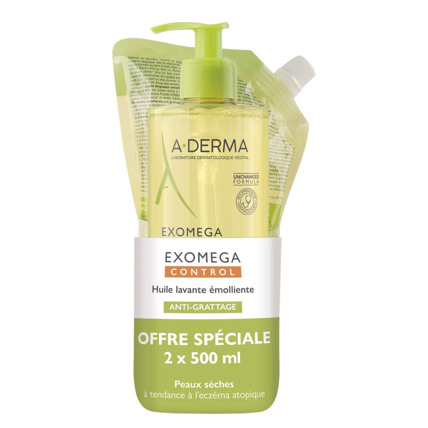 Exomega - Duo Huile Lavante 500 ml + Éco-Recharge 500 ml