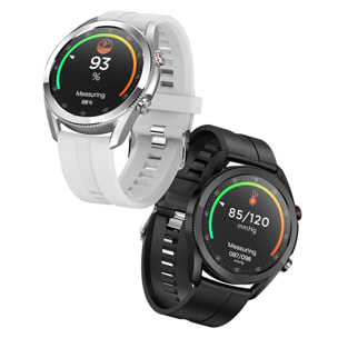 Smartwatch L19 con notifiche dell'applicazione. Monitor sanitario con ECG, pressione sanguigna e monitor dell'ossigeno. Cinturino in pelle.