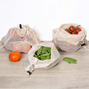 3 sacs de conservation en coton