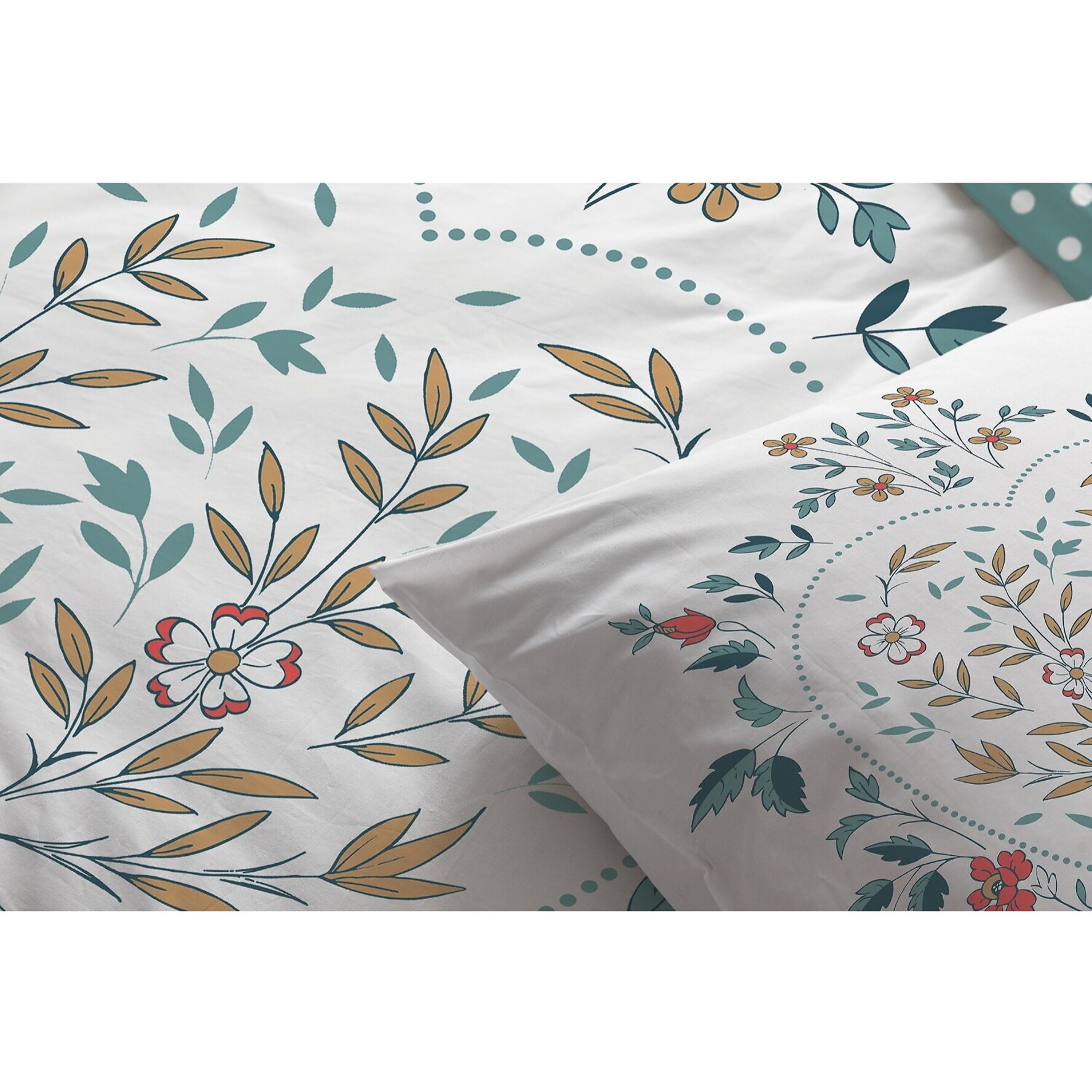 Parure Housse De Couette 3pcs avec Taies oreiller 100% coton 47fils Capucine