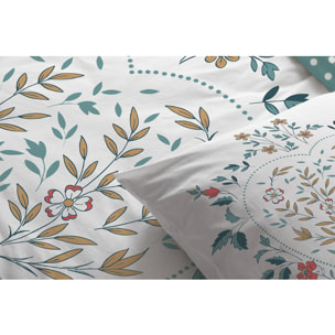 Parure Housse De Couette 3pcs avec Taies oreiller 100% coton 47fils Capucine