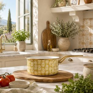 Casserole 18cm en acier émaillé avec motif margherite - tous feux DAISY