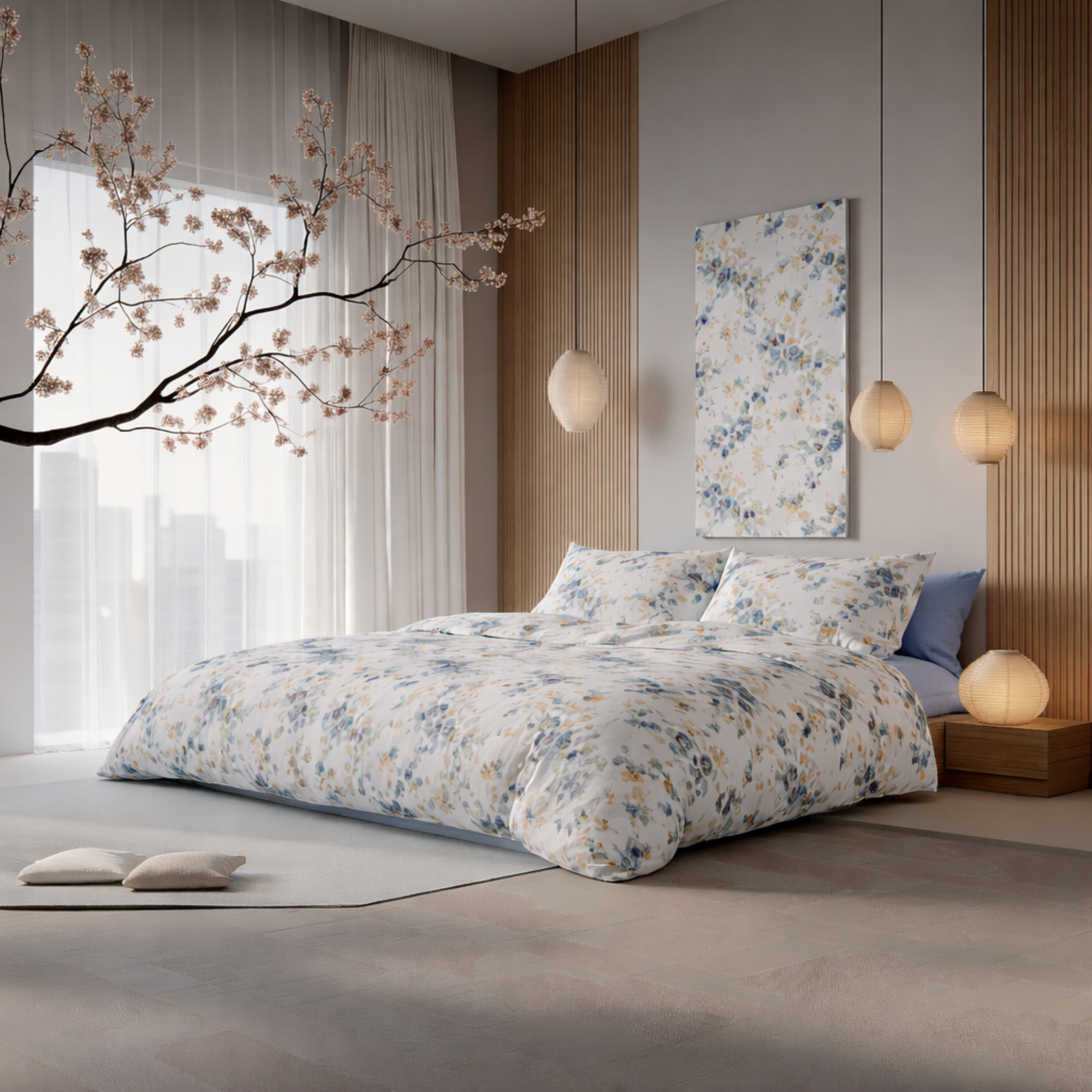 SARTORIALE Completo letto in Percalle Celine_Matrimoniale_Azzurro