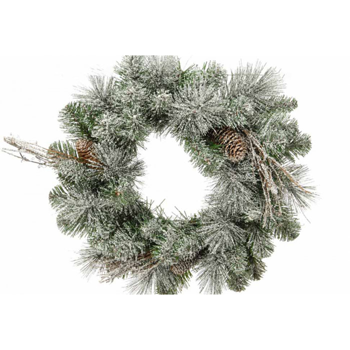 Corona D.40 Cm Con Neve 50 Tips - Pezzi 1 - 40X7X40cm - Colore: Verde - Bianchi Dino