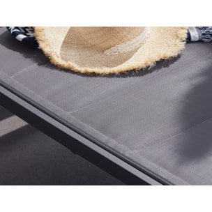 Lot de 2 transats aluminium gris foncé AUCKLAND