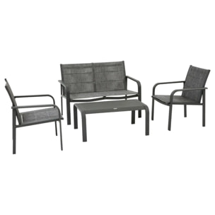 Salon de jardin Piazza 4 places gris graphite