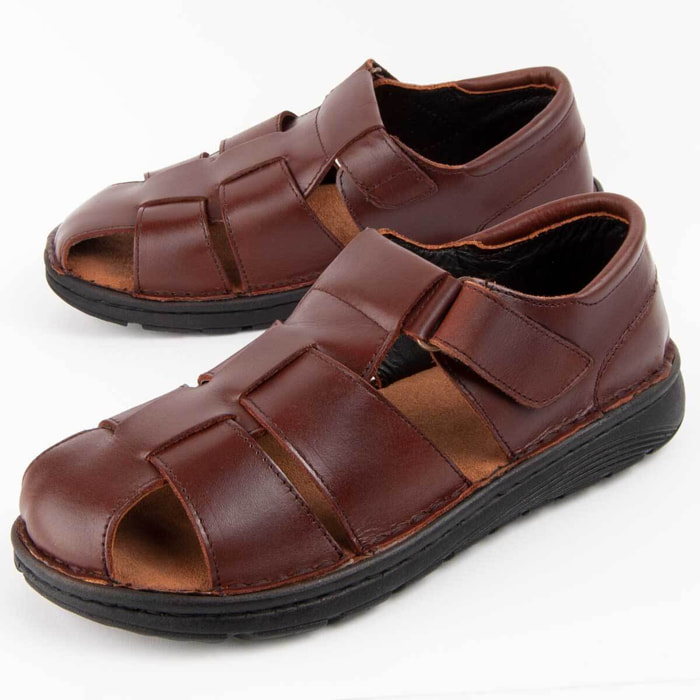 Sandalia De Piel - Marron