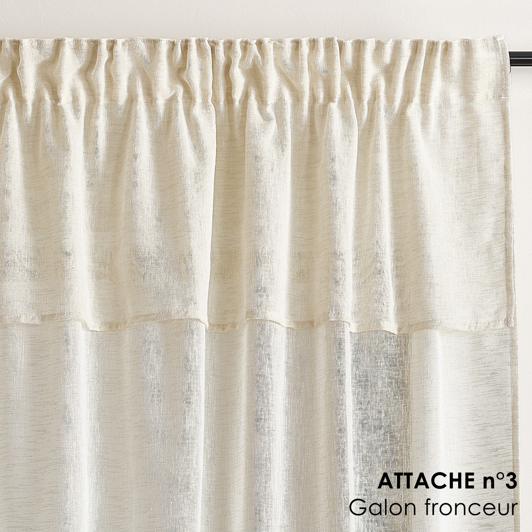 Voilage accroche 3-en-1  avec volant LUZ - Lin