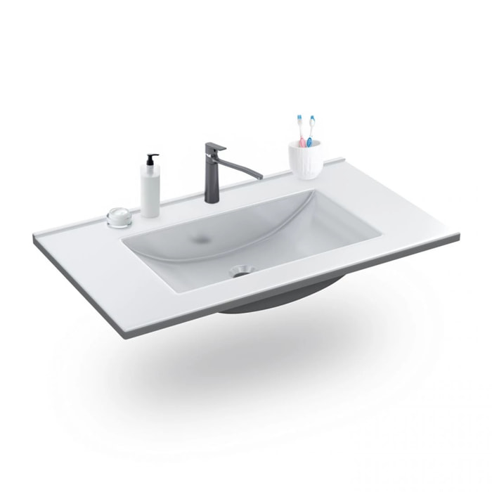 Lavabo de resina rectangular en blanco 80x45 cm Nilo Blanco Blanco