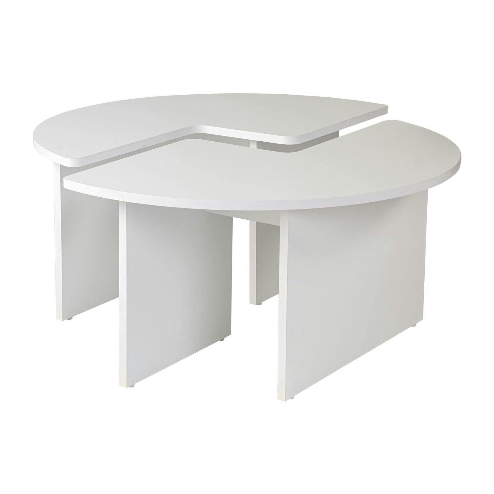 Table basse ronde blanche effet laque - design puzzle MARFA