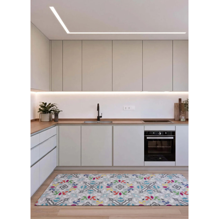 RICCI Alfombra lavable de cocina diseño bohemio multicolor, varias medidas disponibles.