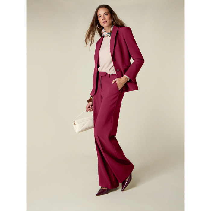 Oltre - Pantaloni palazzo con chiusura sartoriale - Bordeaux