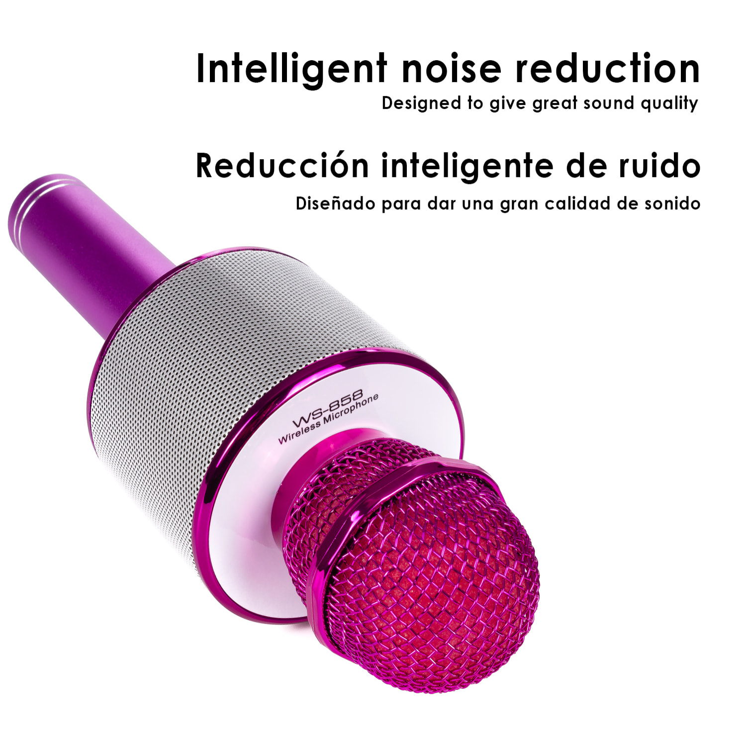 DAM Microfono Karaoke Multifunzione con Altoparlante Incorporato 7,5x7,5x22,3 Cm. Colore fucsia