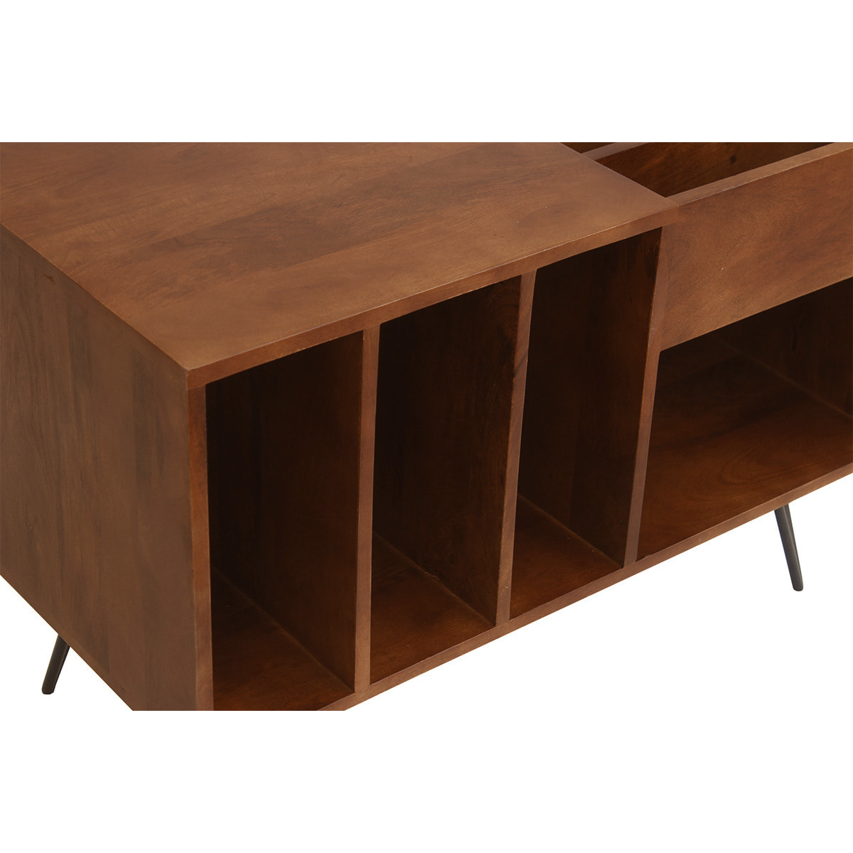 Buffet de rangement vinyles en bois manguier massif teinté et métal L90 cm BOOGIE