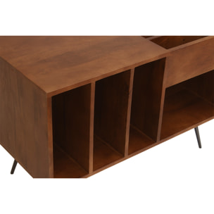 Buffet de rangement vinyles en bois manguier massif teinté et métal L90 cm BOOGIE