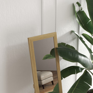 Espejo de Cuerpo Entero 37x155 cm Espejo de Pie Espejo de Pared Forma Rectangular con Marco de Madera Decorativo para Salón Dormitorio Pasillo Roble