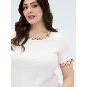 Fiorella Rubino - T-shirt in jersey con perline - Bianco