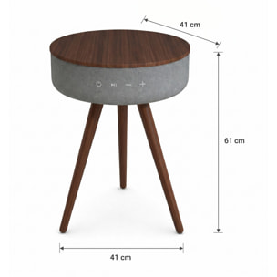 Mesa auxiliar altavoz portátil con sonido de 30W, Bluetooth, base de carga inalámbrica, batería de 2200mAh. Mesilla o mesita para dormitorio o sala de estar - TD Systems SM30B11WR [Madera roble]