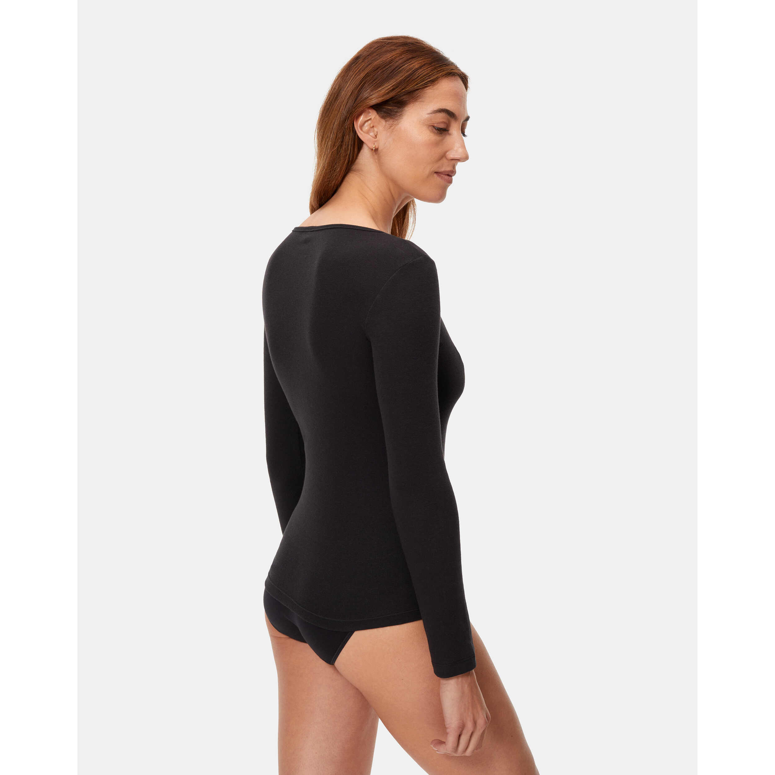 Camiseta interior de mujer de manga larga sin costuras laterales