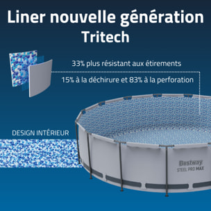 Bestway Piscine hors sol tubulaire ronde Bestway Steel Pro Max 366 x 122 cm gris clair sans accessoires