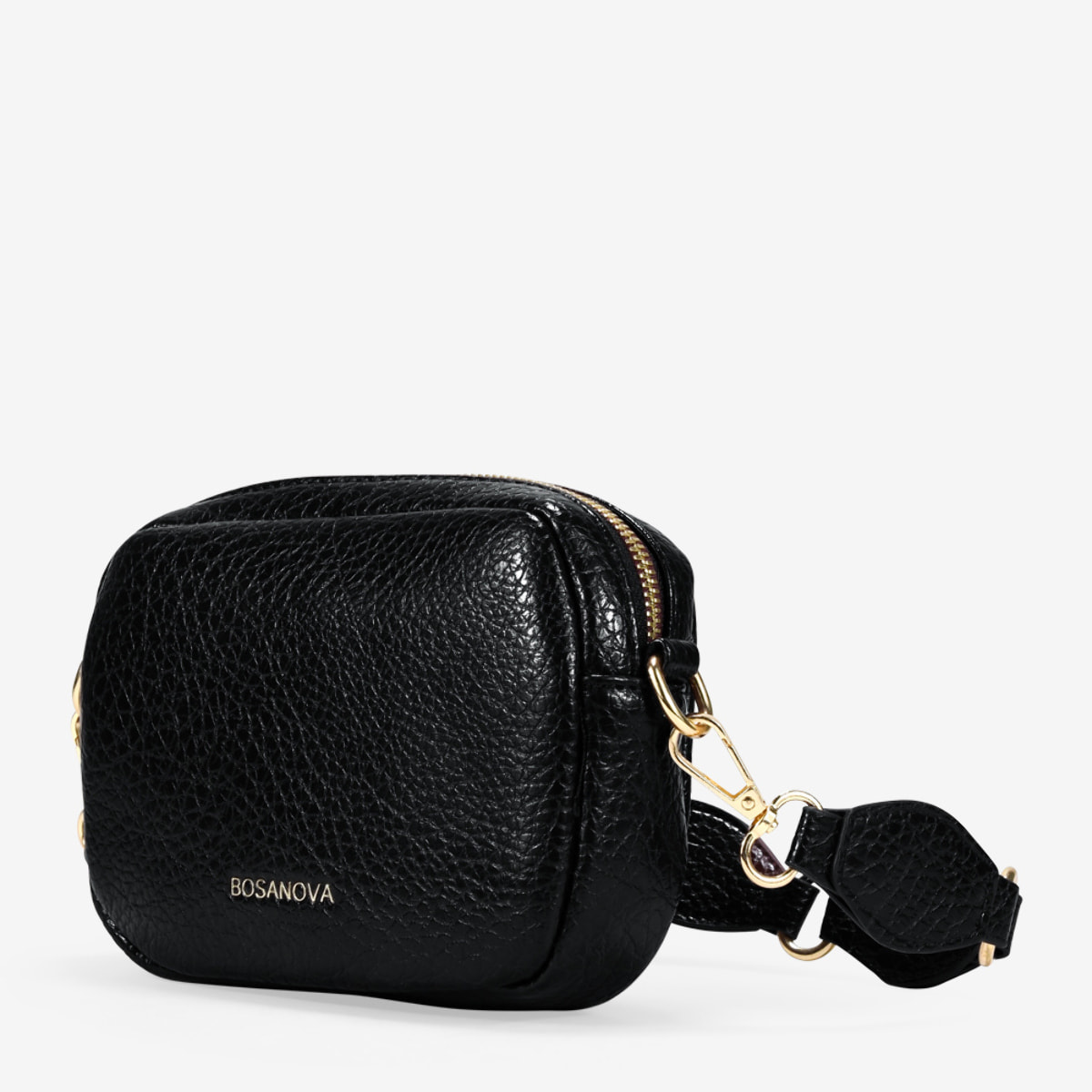 Bolso bandolera negro asa con argollas