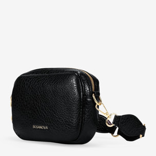 Bolso bandolera negro asa con argollas