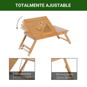 Mesa Plegable de Ordenador Portátil Ajustable de Bambú