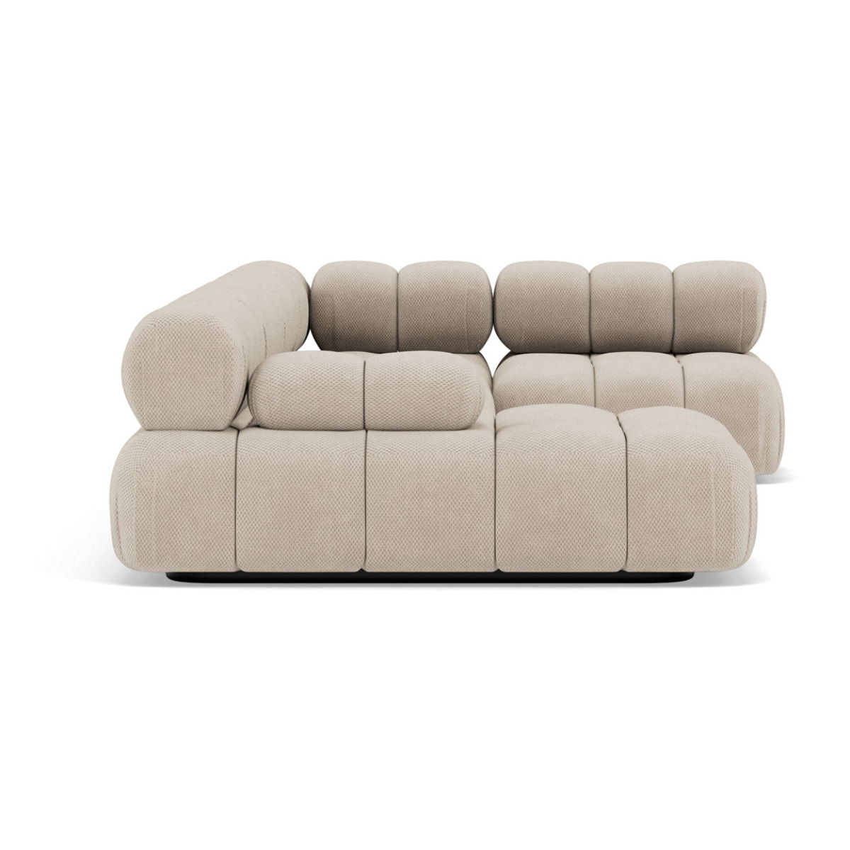 Ruby - canapé panoramique modulable d'angle droit 7 places en velours texturé - Beige