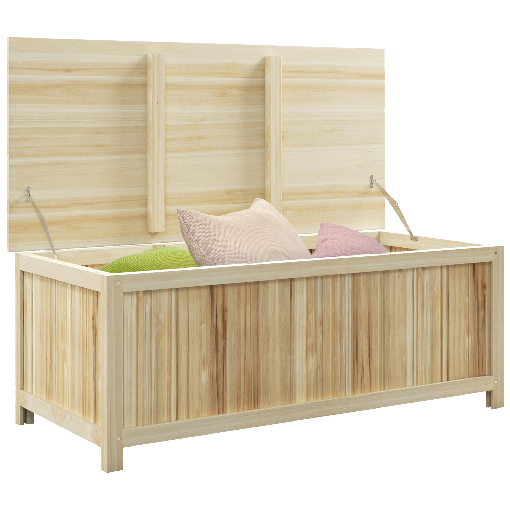 Coffre de rangement extérieur 172L avec vérins - dim. 120L x 55l x 45H cm - bois de sapin