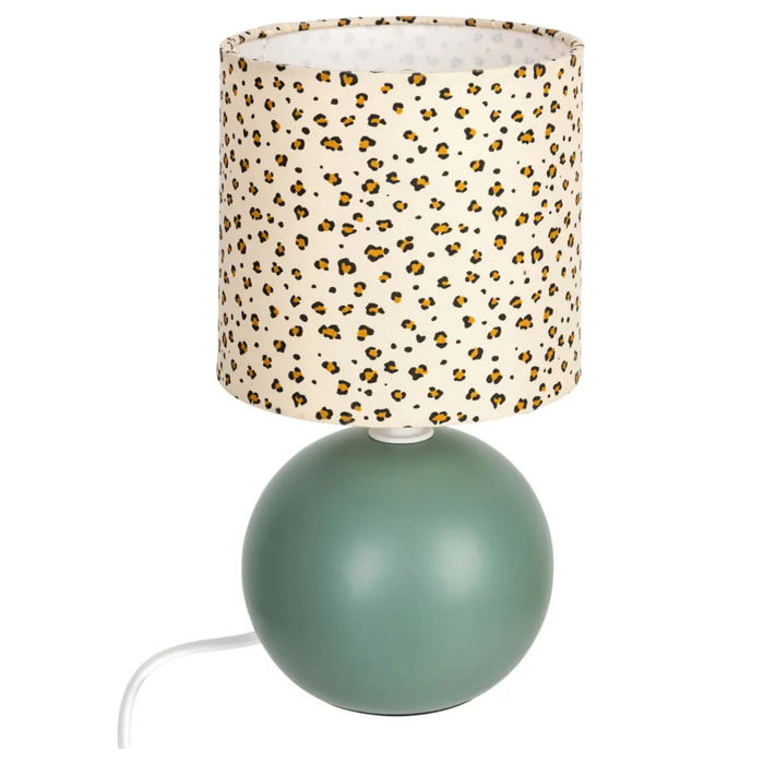 Lampe céramique enfant Timéo motif léopard vert H25cm