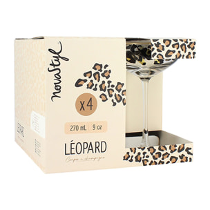 Lot de 4 coupes en verre 27cl motif léopard LEOPARD