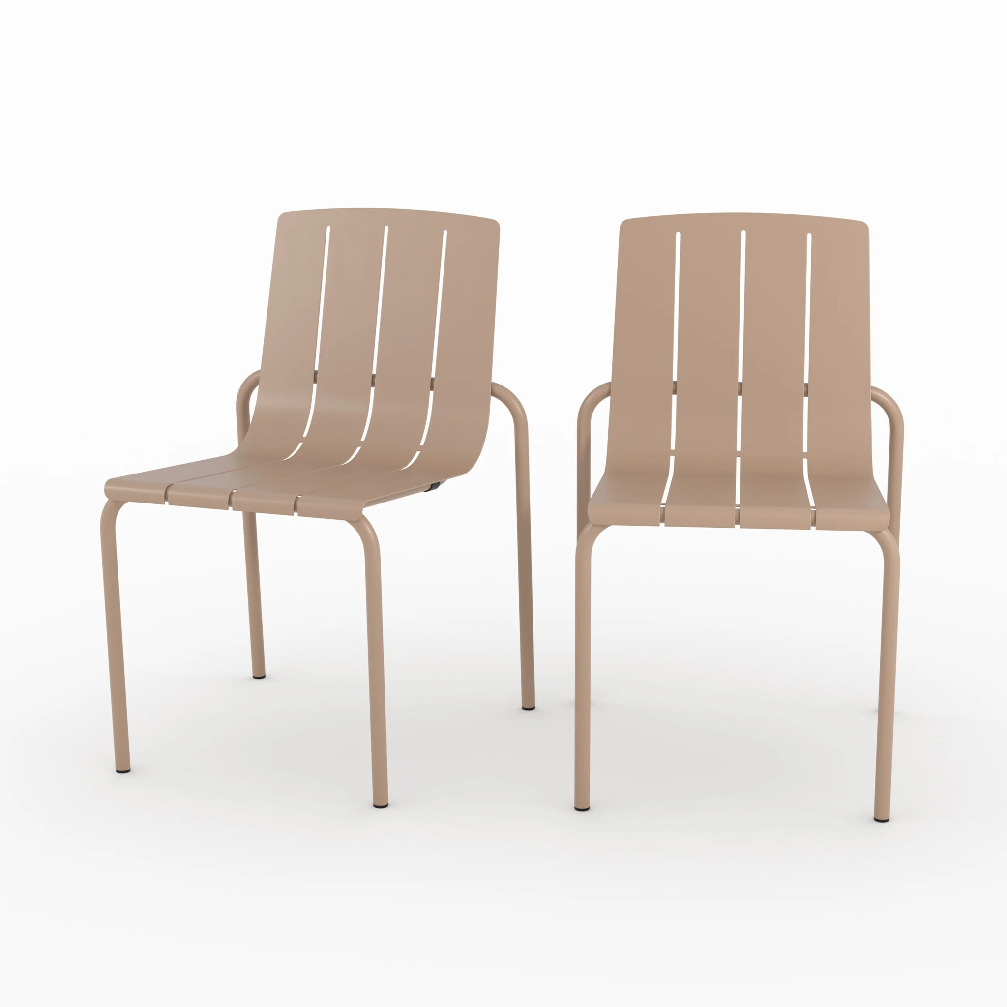 Lot de 2 chaises de jardin en métal taupe - Suna