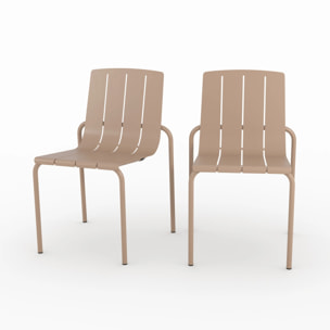 Lot de 2 chaises de jardin en métal taupe - Suna