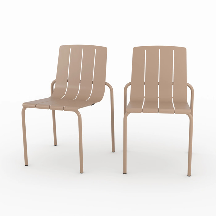 Lot de 2 chaises de jardin en métal taupe - Suna
