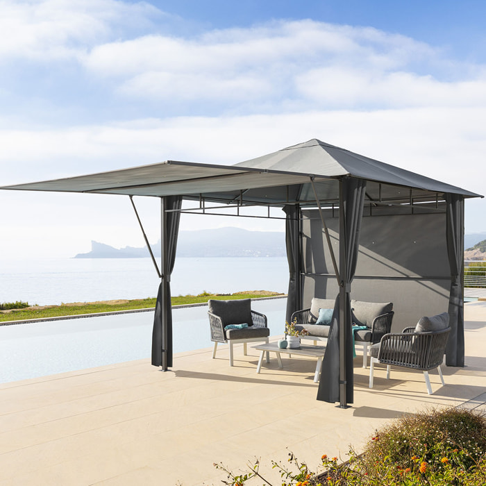 Tonnelle "Omelya" ardoise 3x3m en acier traité époxy