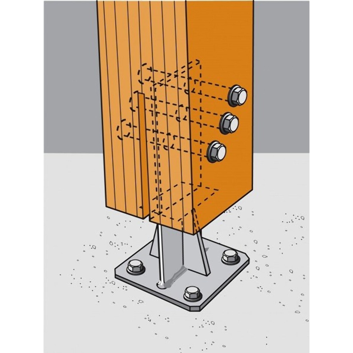 Pied de poteau en âme avec platine SIMPSON - PPSDT230