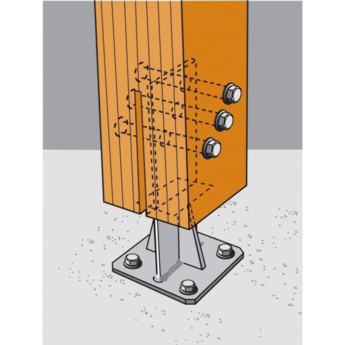 Pied de poteau en âme avec platine SIMPSON - PPSDT230