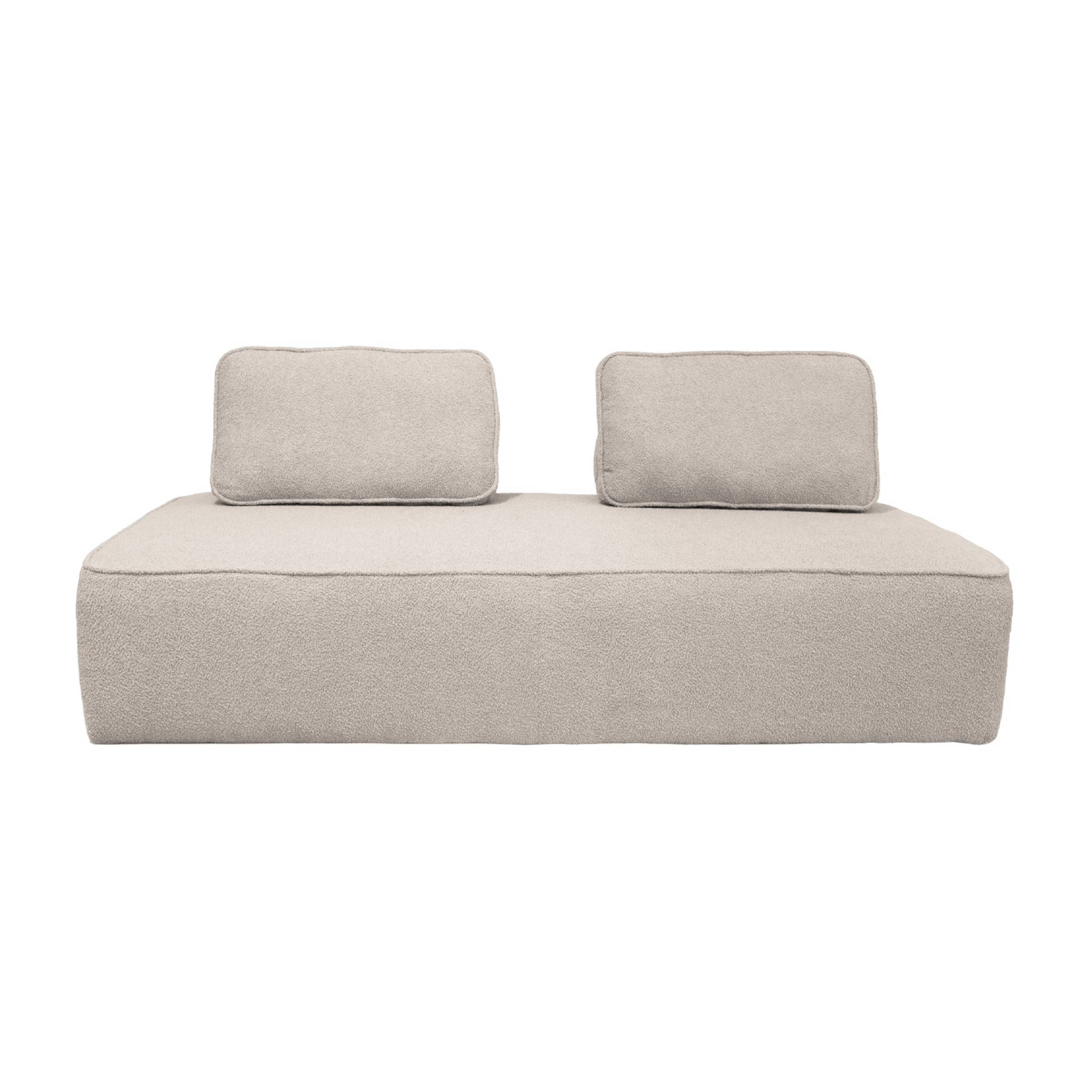 Set de 2 chauffeuses pour canapé modulable tissu bouclette beige 2 places Bao. L 180 x P 90 x H 74cm