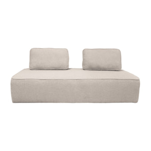 Set de 2 chauffeuses pour canapé modulable tissu bouclette beige 2 places Bao. L 180 x P 90 x H 74cm